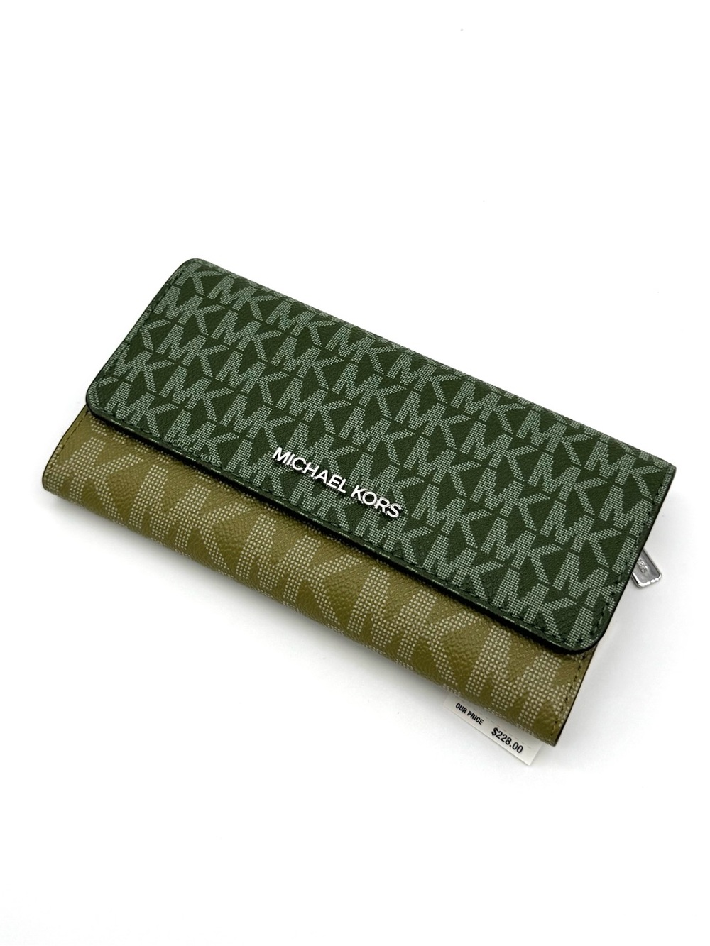 Michael Kors Large Jet Set Travel Trifold Wallet - Amazon Green